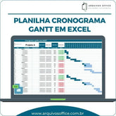 Planilha de Cronograma Gantt em Excel mostrando atividades, prazos, e status de conclusão em gráfico de Gantt.